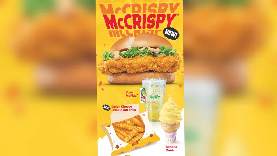 McDonald's is introducing new menu items for a limited time, including the new McCrispy burger, onion cheese crinkle cut fries and Yuzu McFizz.