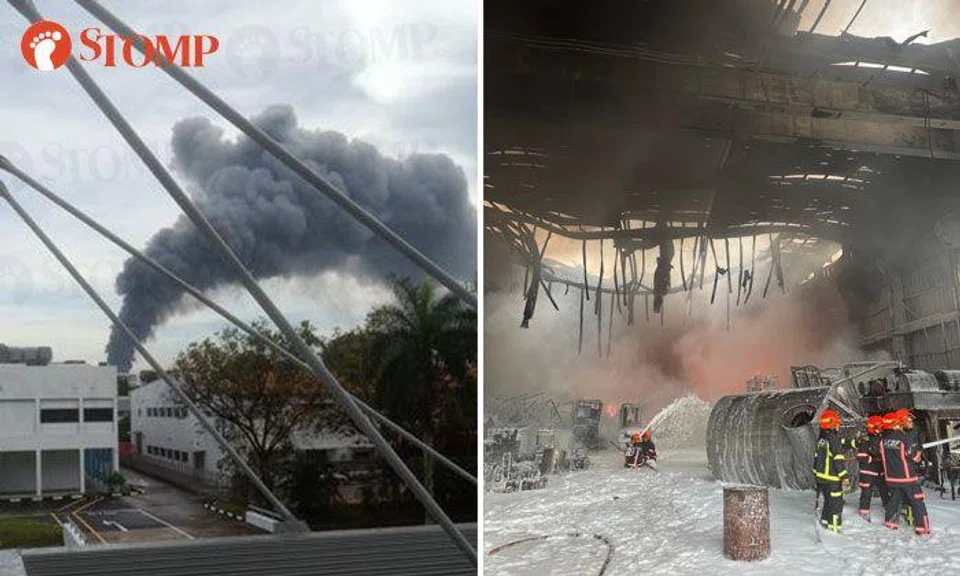 The Singapore Civil Defence Force was alerted about the blaze at about 4.45pm. PHOTOS: STOMP, SCDF/FACEBOOK