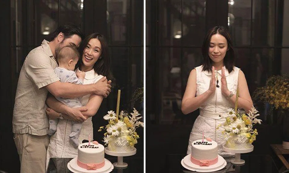Singaporean actress Rebecca Lim celebrates her 38th birthday with her husband Matthew Webster and their son, who was born in January. PHOTOS: MJWGUITAR, LIMREBECCA/INSTAGRAM