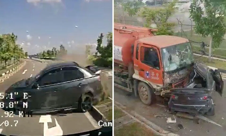 21-year-old male driver dies after losing control of car and crashing into oil tanker at Nicoll Drive