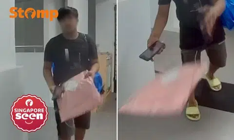 J&T Express courier throws parcel on floor