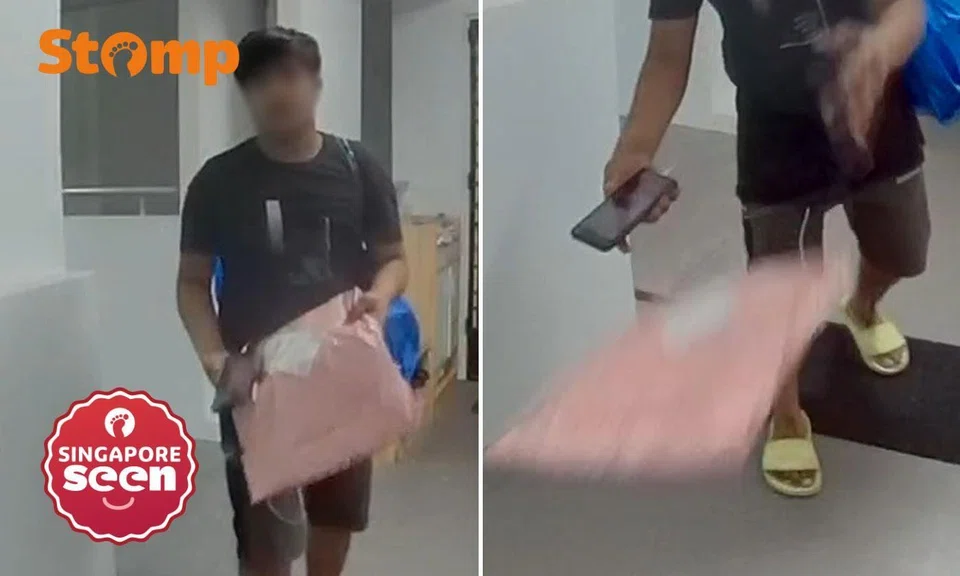 J&T Express courier throws parcel on floor