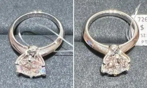 A man purportedly swapped the diamond ring with a replica in an MBS shop. Photo: Singapore Police Force