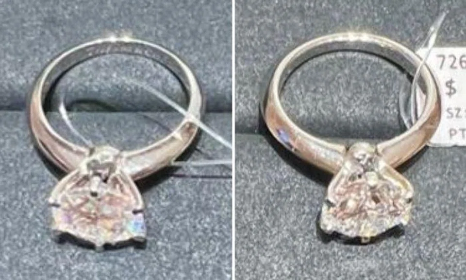 A man purportedly swapped the diamond ring with a replica in an MBS shop. Photo: Singapore Police Force