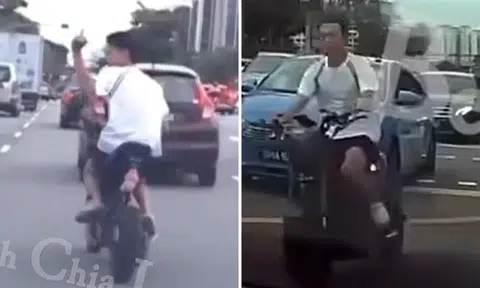 PMD rider shows middle finger 3 times to driver after near-collision on Punggol West Flyover