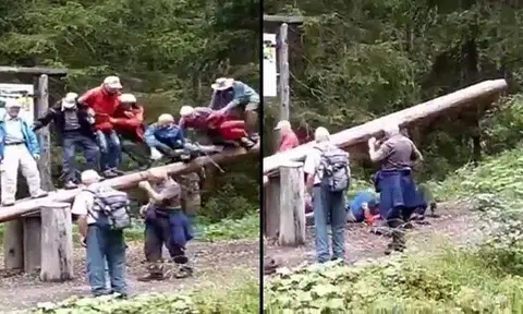 Watch these 14 elderly go on a see-saw and try not to laugh