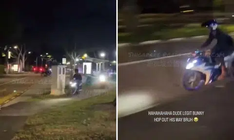 Motorcyclist arrested for dangerous stunt after riding on pavement at East Coast Park
