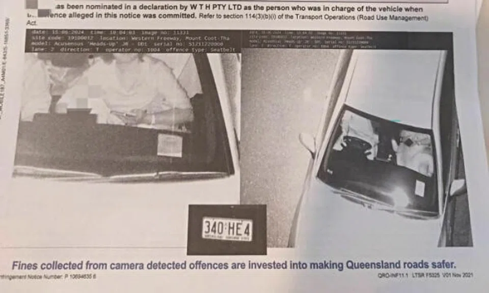 Ms Shelley Lu told The Straits Times she had been caught by traffic cameras wearing her seat belt tucked under her arm while riding in the front passenger seat in a rental car.