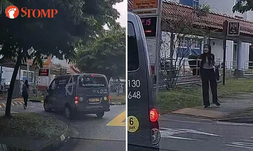 Who's in the wrong? Woman gestures at van driver after almost getting hit in Bukit Batok