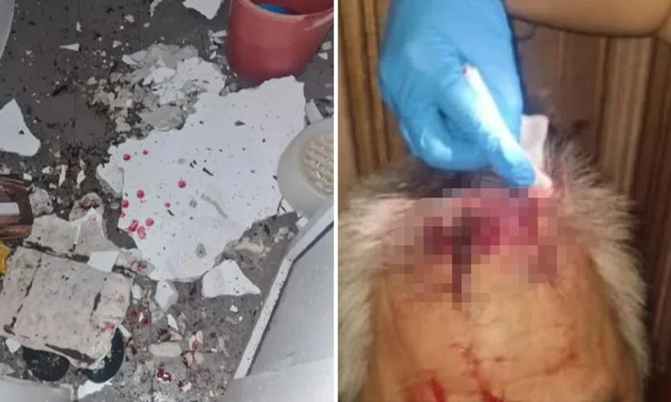 A 65-year-old man was getting ready in his bathroom when chunks of concrete from the toilet ceiling fell on him without warning. 