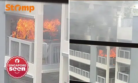 'Explosion' heard as fire engulfs car in Yishun carpark