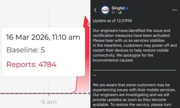Thousands of Singtel users report service outage, telco activates 'rectification measures'