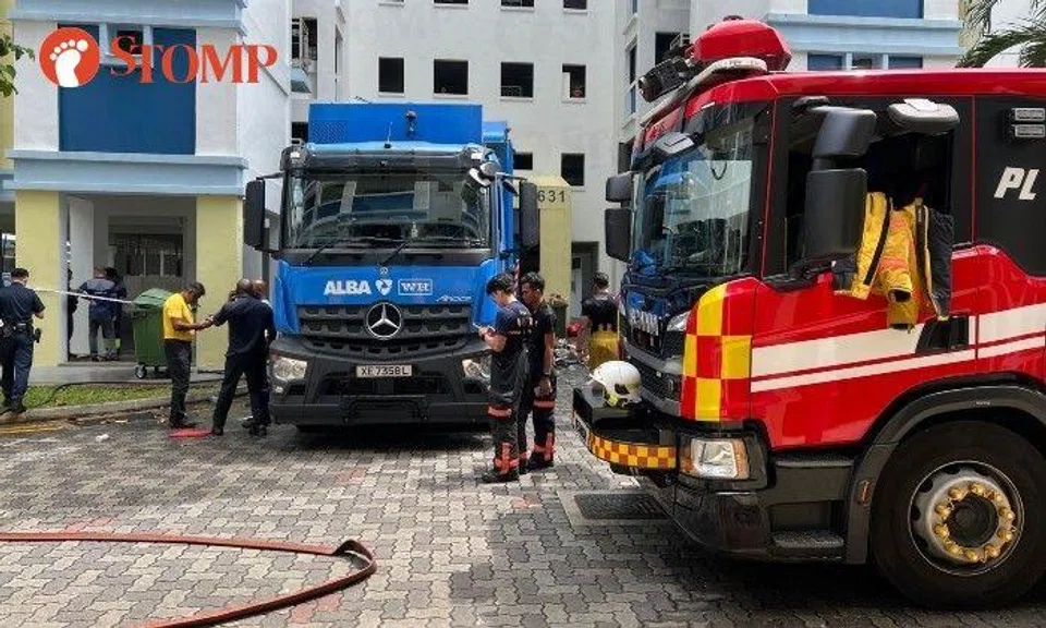 The Stomper shared photos of a fire engine and a blue rubbish truck.