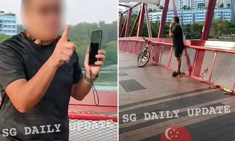 man confronts young cyclists over alleged collision at red bridge at lorong halus