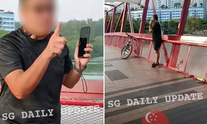 man confronts young cyclists over alleged collision at red bridge at lorong halus