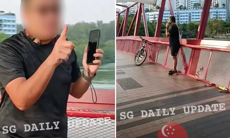 man confronts young cyclists over alleged collision at red bridge at lorong halus