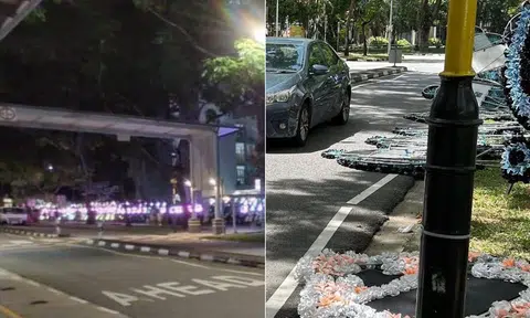 MP Alvin Tan calls on residents to be considerate after 70 LED funeral wreaths create road hazard