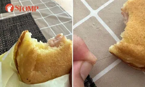 A Mr Bean customer purchased a honey-baked chicken ham and cheese eggwich in Punggol and was upset to find someone's hair in it.
