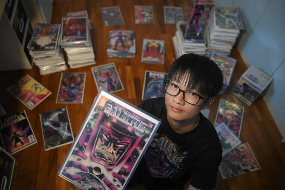 Galactus superfan Lael Lee pictured with some of this collection of comics and paraphernalia at his home on 23 June, 2025.