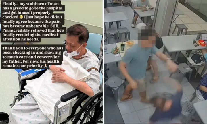 elderly wonton noodle seller, pushed, coffeeshop, hospital