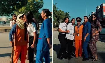 malaysian road sweeper’s pilot sia cabin crew daughters surprise her at work