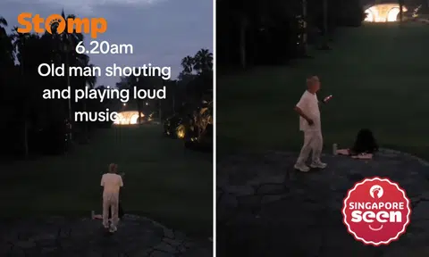 man making loud noise in botanic gardens