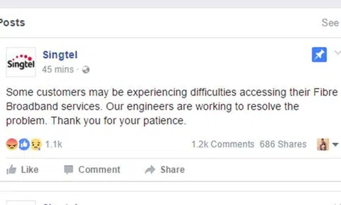 Singtel advises customers hit by fibre broadband outage to switch to mobile data, charges will be waived for today