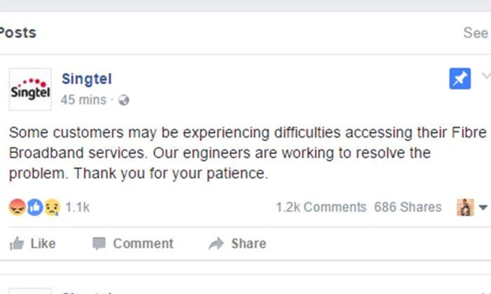 Singtel advises customers hit by fibre broadband outage to switch to mobile data, charges will be waived for today