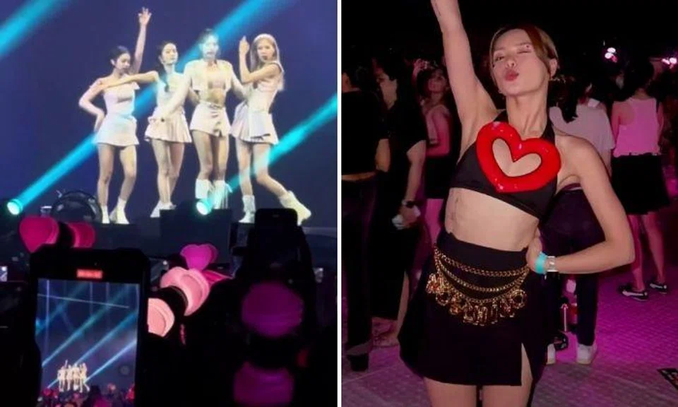 Deejay Hazelle Teo (right) at the Blackpink concert in National Stadium.