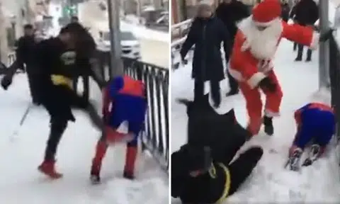 Spiderman vs Batman vs Santa Claus is the new 'fight of the century'