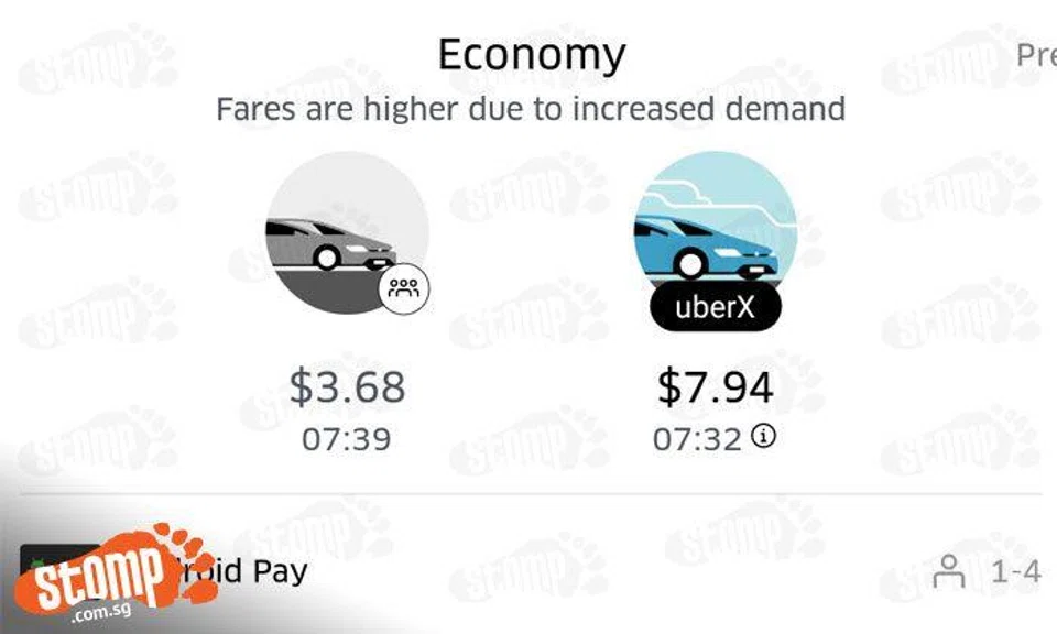 Passenger uses $5 promo code for uberPOOL and realises that original fare is more expensive than taking uberX
