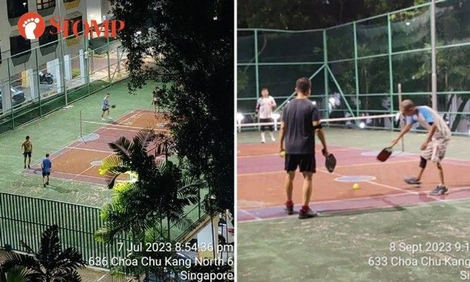 A Yew Tee resident has been trying to get the town council to put a stop to noisy pickleball games at night near Block 636A Choa Chu Kang North 6 for months, but they are still going on