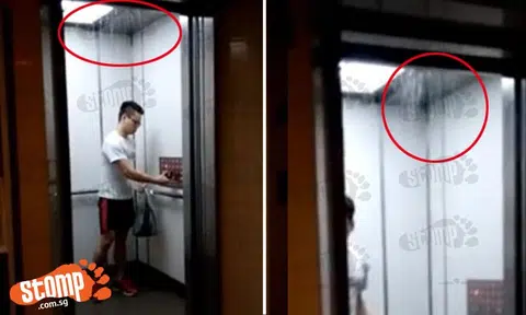 Want to take the lift at Tiong Bahru View? You have to get past this 'waterfall' first