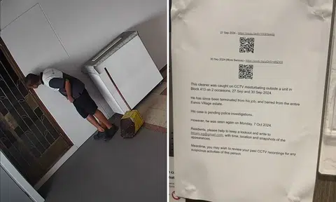 Cleaner caught on CCTV pleasuring himself outside Eunos flat twice, gets fired but is seen again in estate