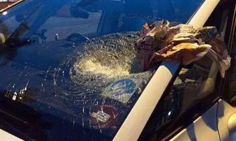Where did it come from? Passengers shocked after huge rock smashes car's windscreen on AYE