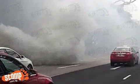 Thick plume of smoke coming from vehicle at ECP
