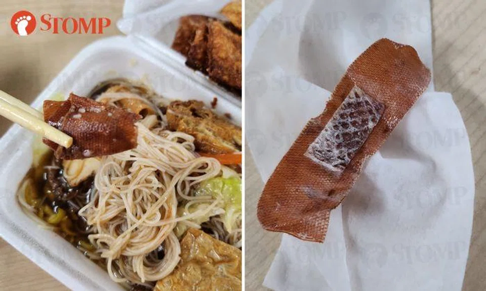 Vegetarian mee hoon no longer vegetarian after man finds bloodied plaster in it