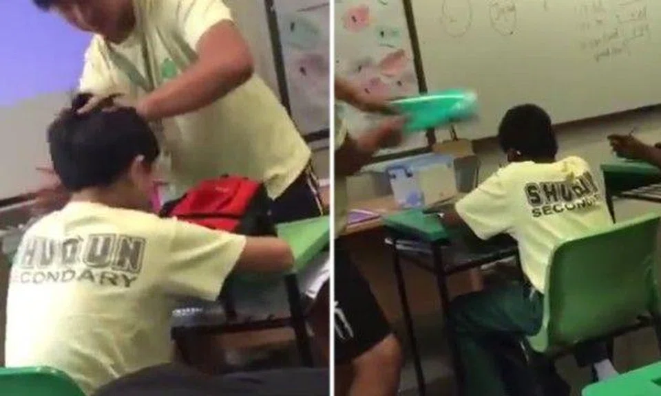 Shuqun Sec bully slaps helpless classmates on their heads repeatedly while others laugh at them