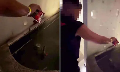 Man pours cup noodles into Sentosa hotel fountain after partying it up at Adventure Cove event