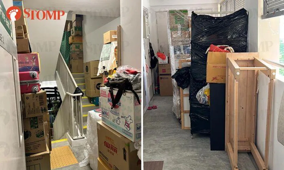 Town council removes clutter blocking stairwell, risers and corridor after Bedok resident fails to