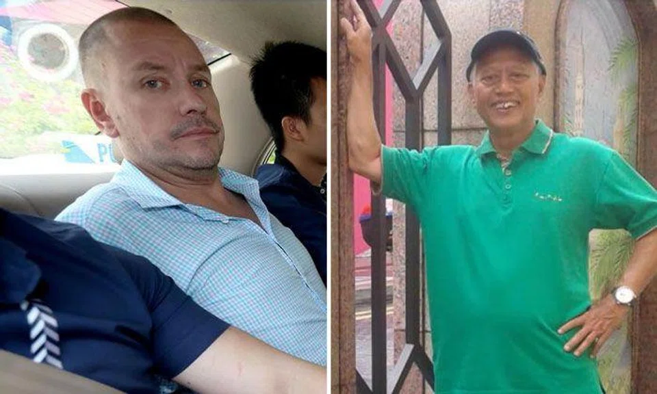 Andrew Gosling (left) committed a rash act that led to the death of delivery driver Nasiari Sunee on Aug 19, 2019. PHOTOS: ST FILE, NAS SURIATI NASIARI