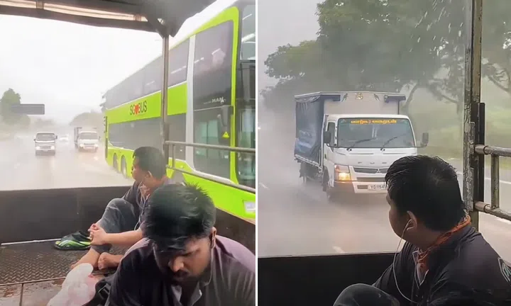 Foreign workers transported in lorry drenched by rain: 'We can do anything for our family'