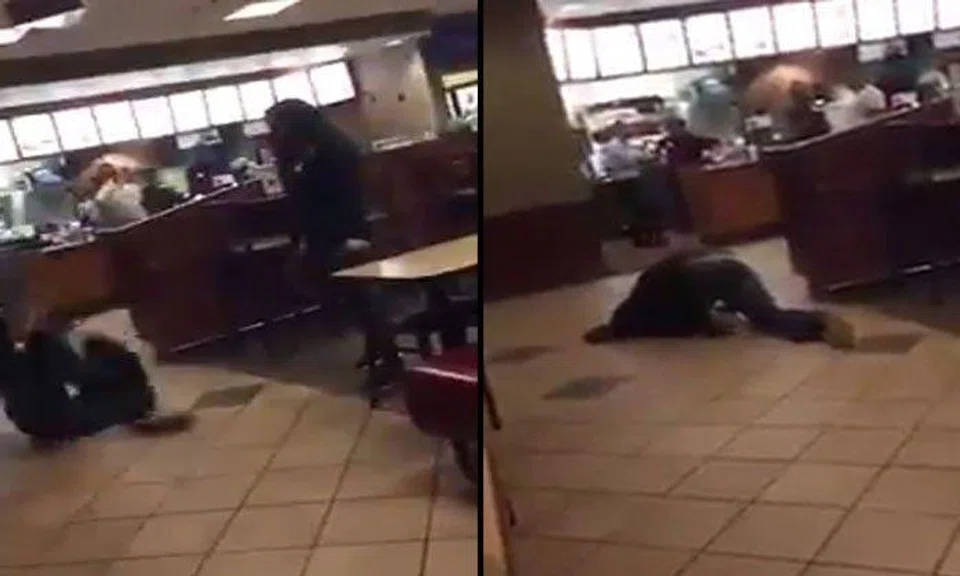 Man painfully screams ex-girlfriend's name after her new man shoved him to the ground