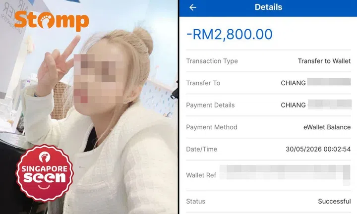Thai woman and screenshot of unauthorised payment transfer