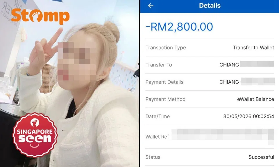 Thai woman and screenshot of unauthorised payment transfer