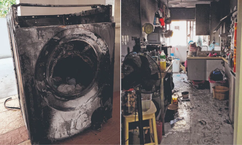 A washing machine in a Tampines unit caught fire on the afternoon of Feb 25. 