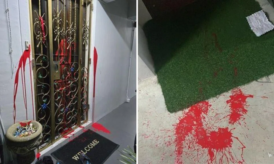 3 teens arrested after 2 flats splashed with red paint in Admiralty and Woodlands