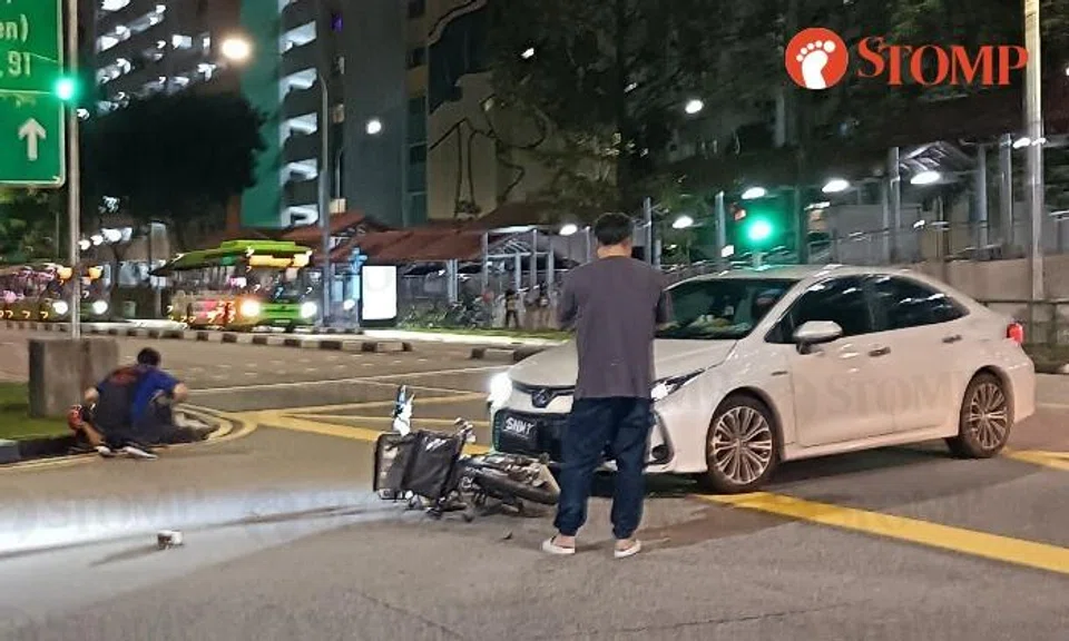 Delivery rider on e-bike flung after being hit by car in Hougang