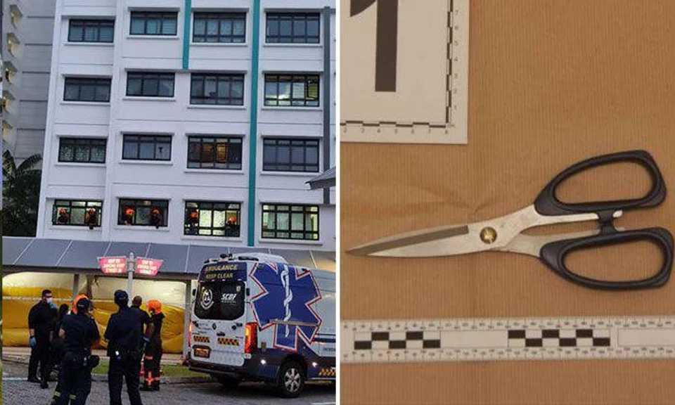 Lavan Saravana used a pair of scissors to stab a man on Dec 31. He also used it to scratch another man's car. PHOTO: SINGAPORE POLICE FORCE