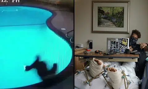 Youtuber jumps from roof and misses pool in crazy stunt, shattering his feet